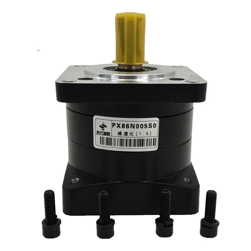 PX86N005S0 Planetary Reducer Black Planetary Reducer, Reduction Ratio 1:5, Flange  on Method.
