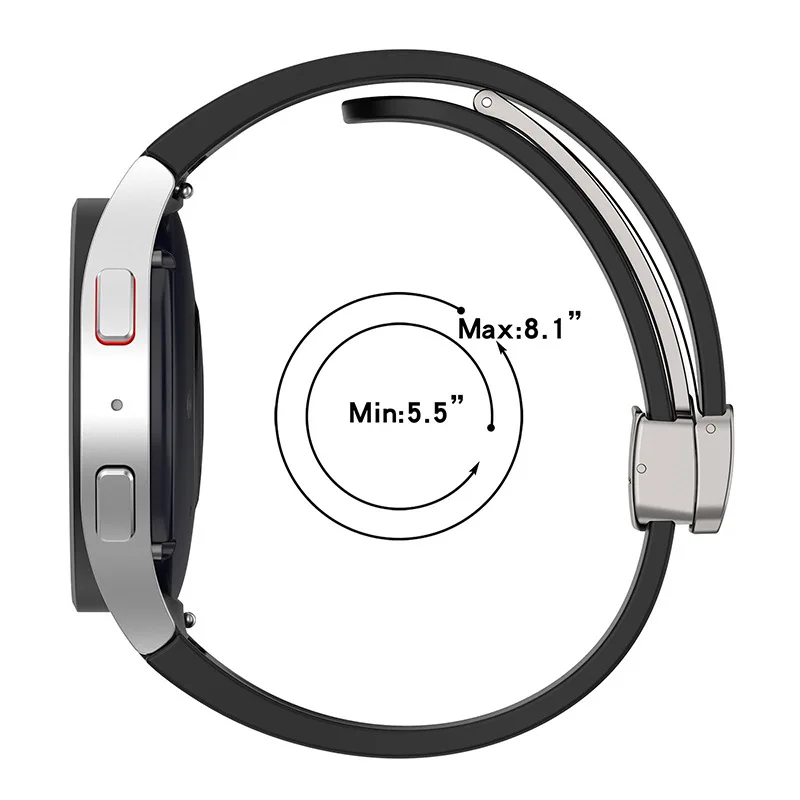Magnetic Buckles One Color Silicone Smart Watch Strap Press Button Connector for Samsung Watch 6 Watch Bands