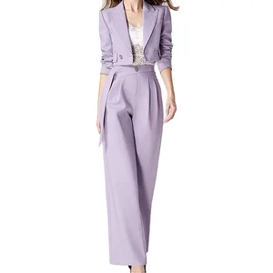 Custom High Quality Autumn Winter Elegant Style Short Top Sets  Women's Blazer  Half Sleeve  Turn Down  Collar