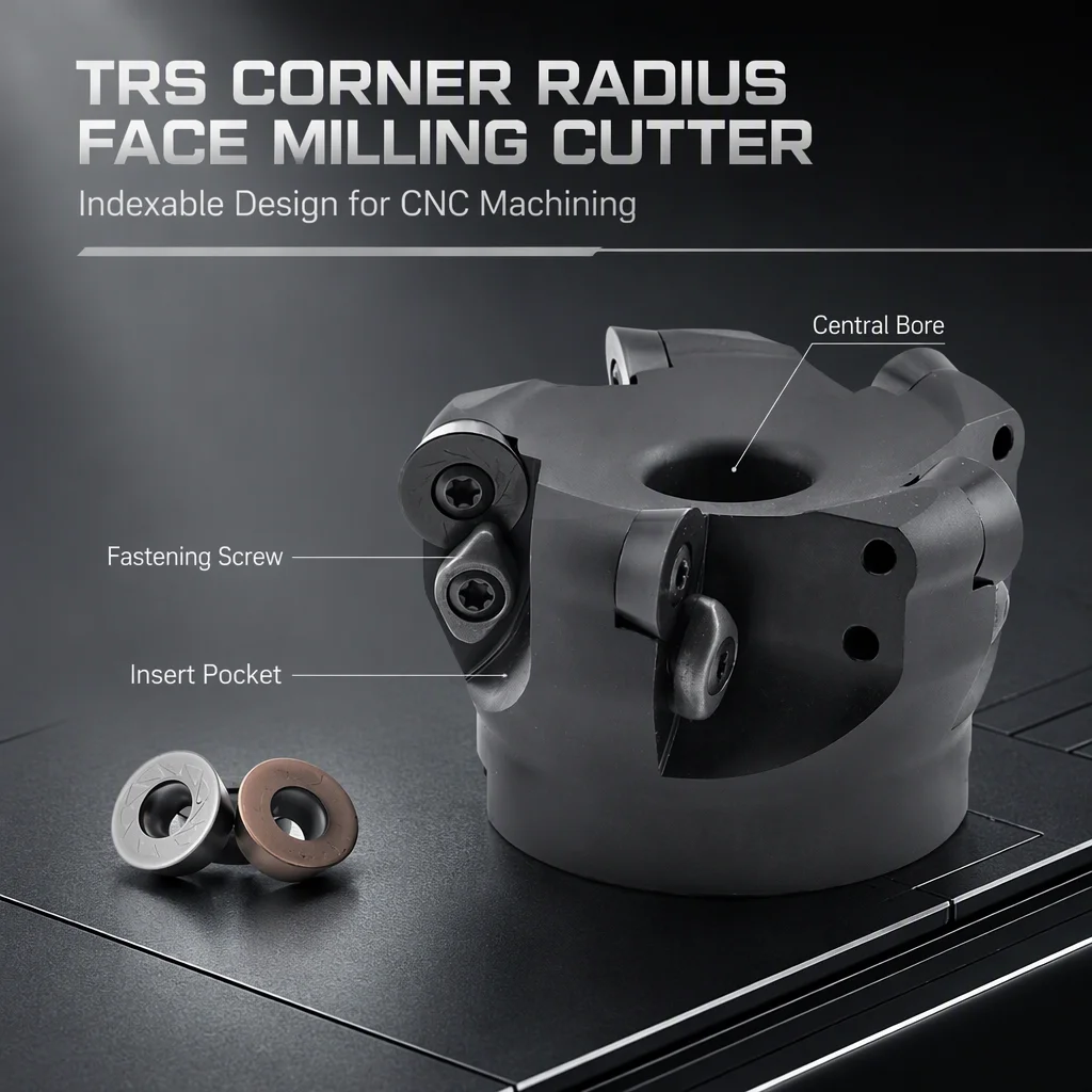 TRS Corner Radius Face Milling Cutter Indexable Mill Tool for RDMT10T3 RDMW1204 Inserts CNC Machining