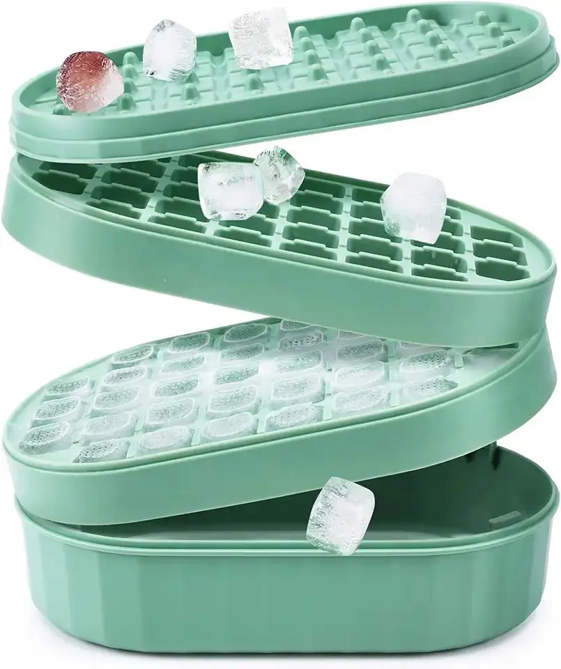 New Products Ice Cube Tray With Lid And Bin Square Ice Cube Mold With