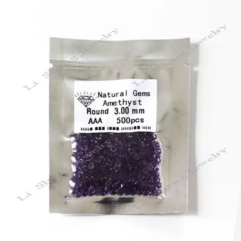 WuZhou LS jewelry Wholesale round shape amethyst color 3-5mm natural gems Factory price High quality Cubic zirconia