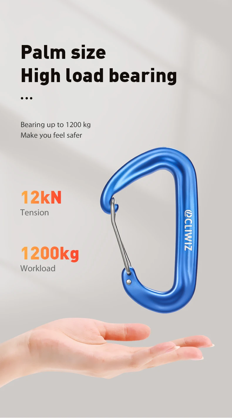 Jrsgs 7075 Aluminium Carabiner Clips 12kn Ultralight Climbing
