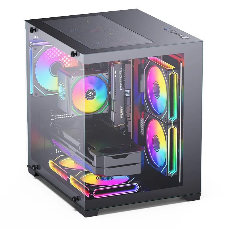 SNOWMAN 049 Mid Tower Gaming PC Case ATX Form Tempered Glass Air Flow Liquid Cooler Supp aperçu 3