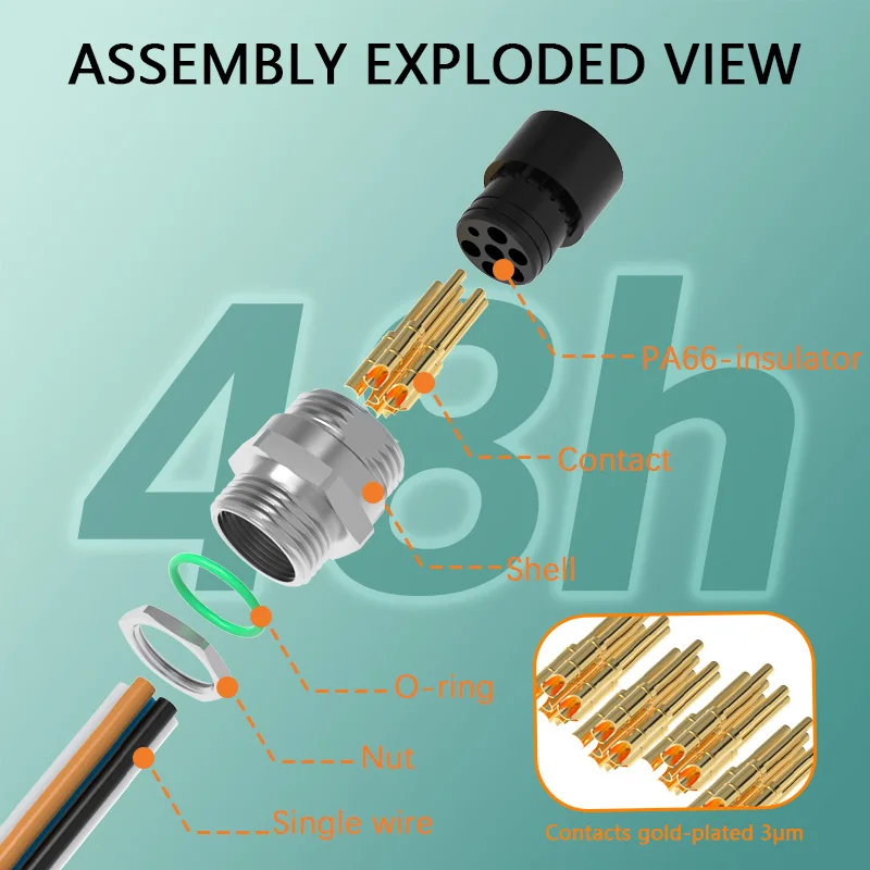 Connector Cable 7/8 6 Pin Electronic Industrial Rear Fastened 2 3 4 5 Pin Male Socket Wire PCB Panel Mount Waterproof Connector