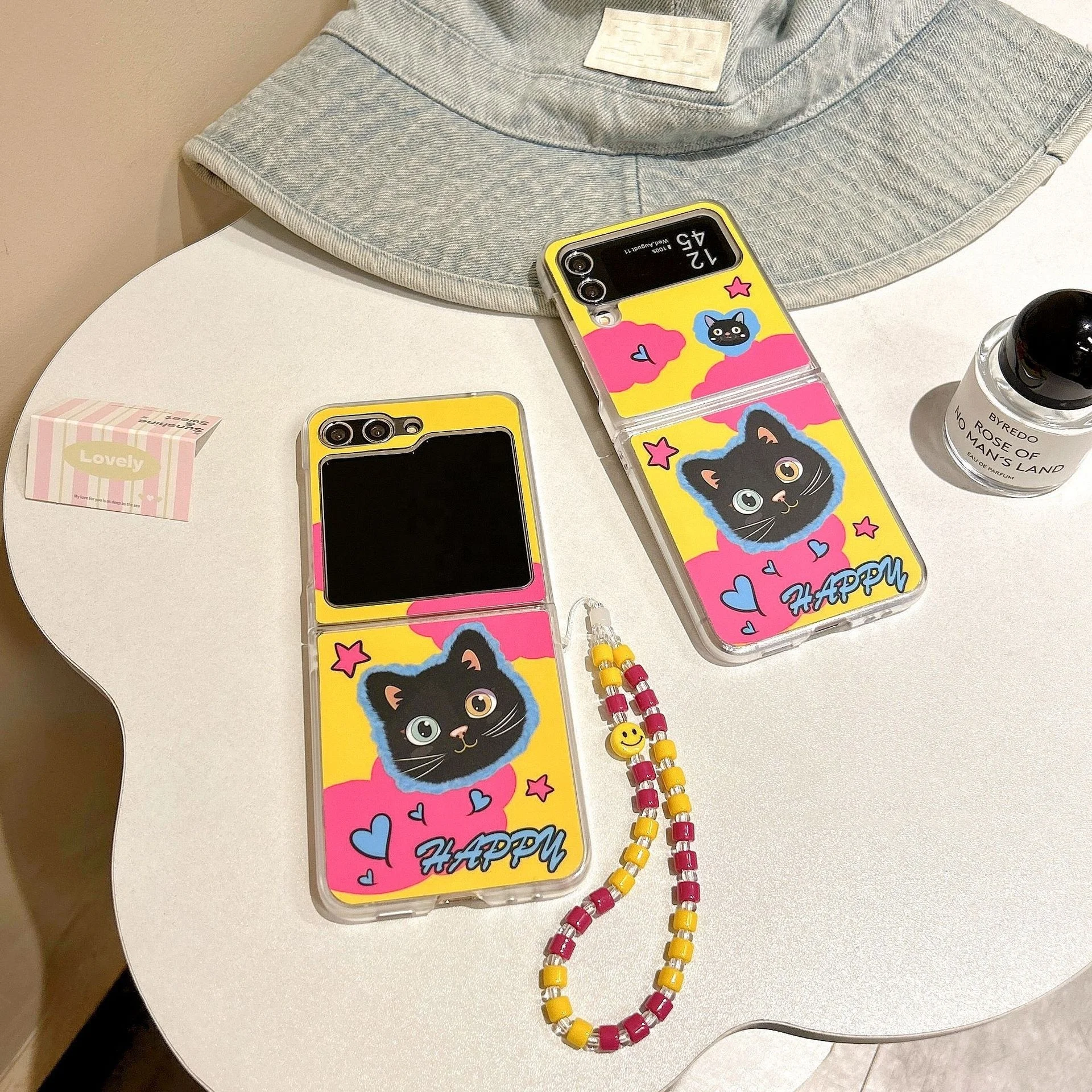 Animal Print Phone Case For Samsung Z Flip 6/5/4/3 Transparent Hard Pc Protective Clear Cover With Bracelet