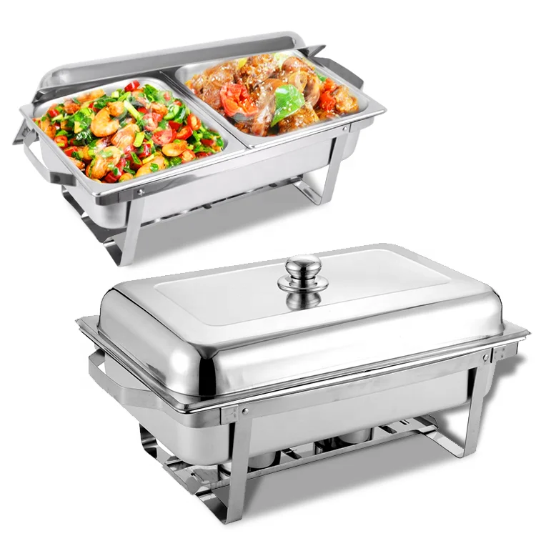 New Hot Sale Square Classic Buffet Food Warmer Chaffing Dishes Luxury  Stainless Steel Chafing Dish Buffet Set
