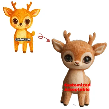 OEM/ODM Sika Deer Personalized Stuffed Animal Plush Toy Kawaii Cartoon Design for Birthday/Party Favors