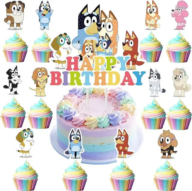 Cartoon cake decoration card children's party cartoon character cake topper decoration happy birthday cake topper