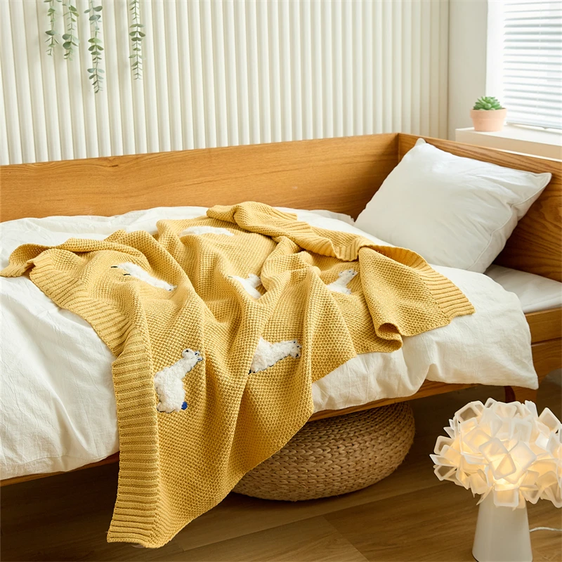 Super Cozy Cute  Sheep Jacquard Baby Knitted Throw Blanket For Children  and Newborn Baby  Blanket  SX details