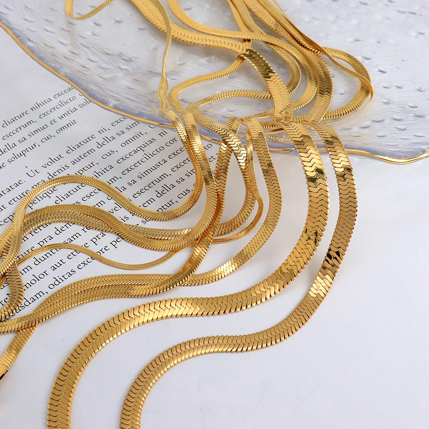 1/1.5/2mm Wholesale Non Tarnish Waterproof Stainless Steel 14K Gold Plated Snake Chain Necklace Unisex Anniversary - Foto 2