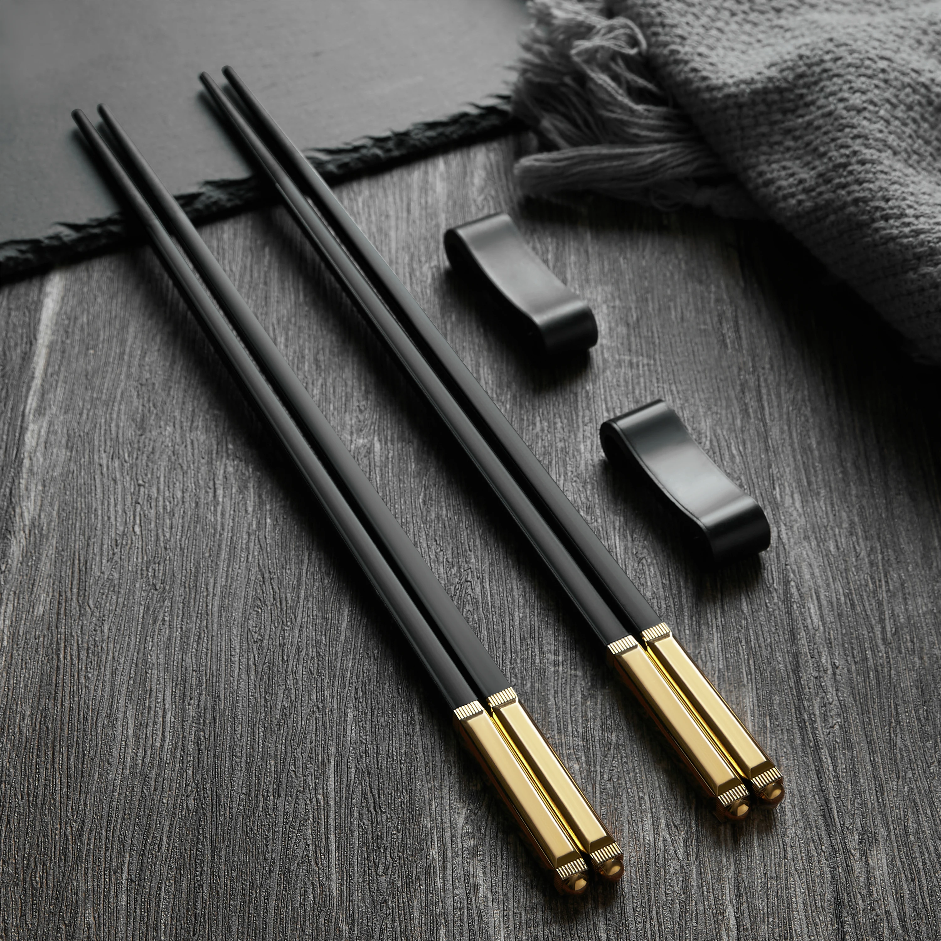 Stock Most Expensive Matte Gold Double Pointed Japanese Luxury Oem Fancy Chopsticks Gold Fibre Glass Chopsticks