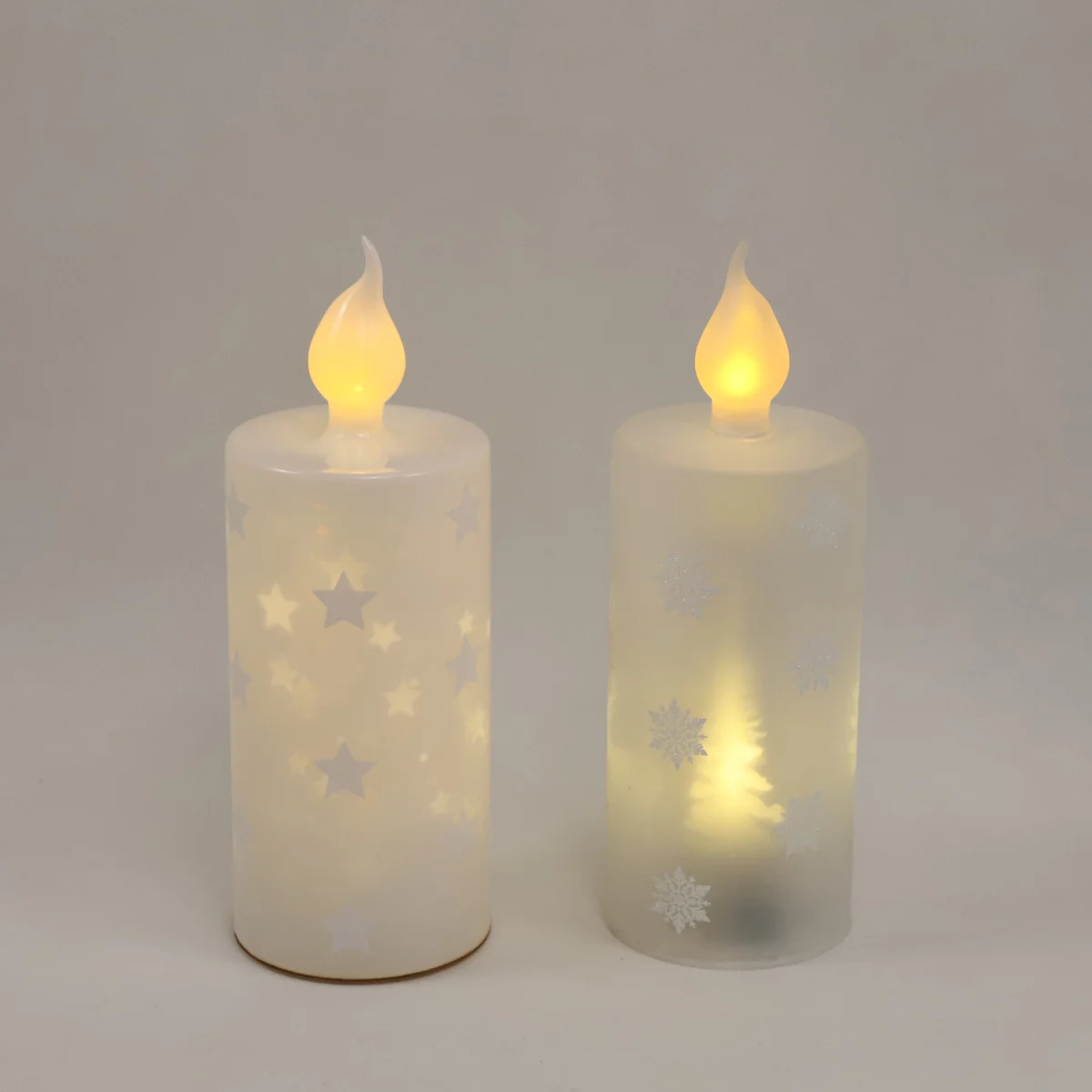 Simplicity White Snow Prints Electrical Wireless Candlestick Winter Christmas Safety Home Indoor Ornament Wedding Party details