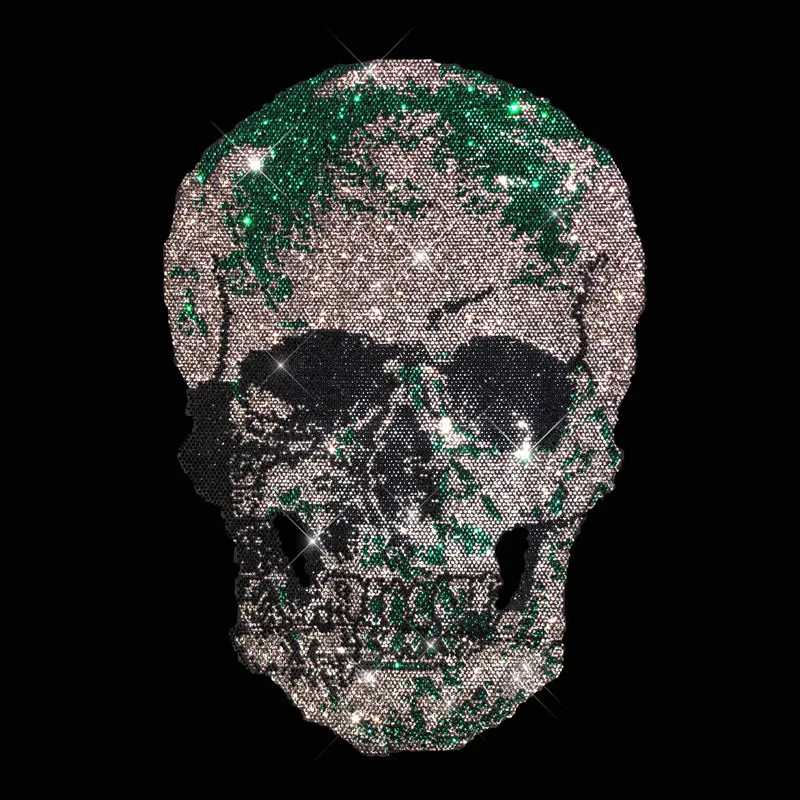 Free sample Fashion Crystal Skull Rhinestone Pattern Sparkle Rhinestone Heat Transfer Designs
