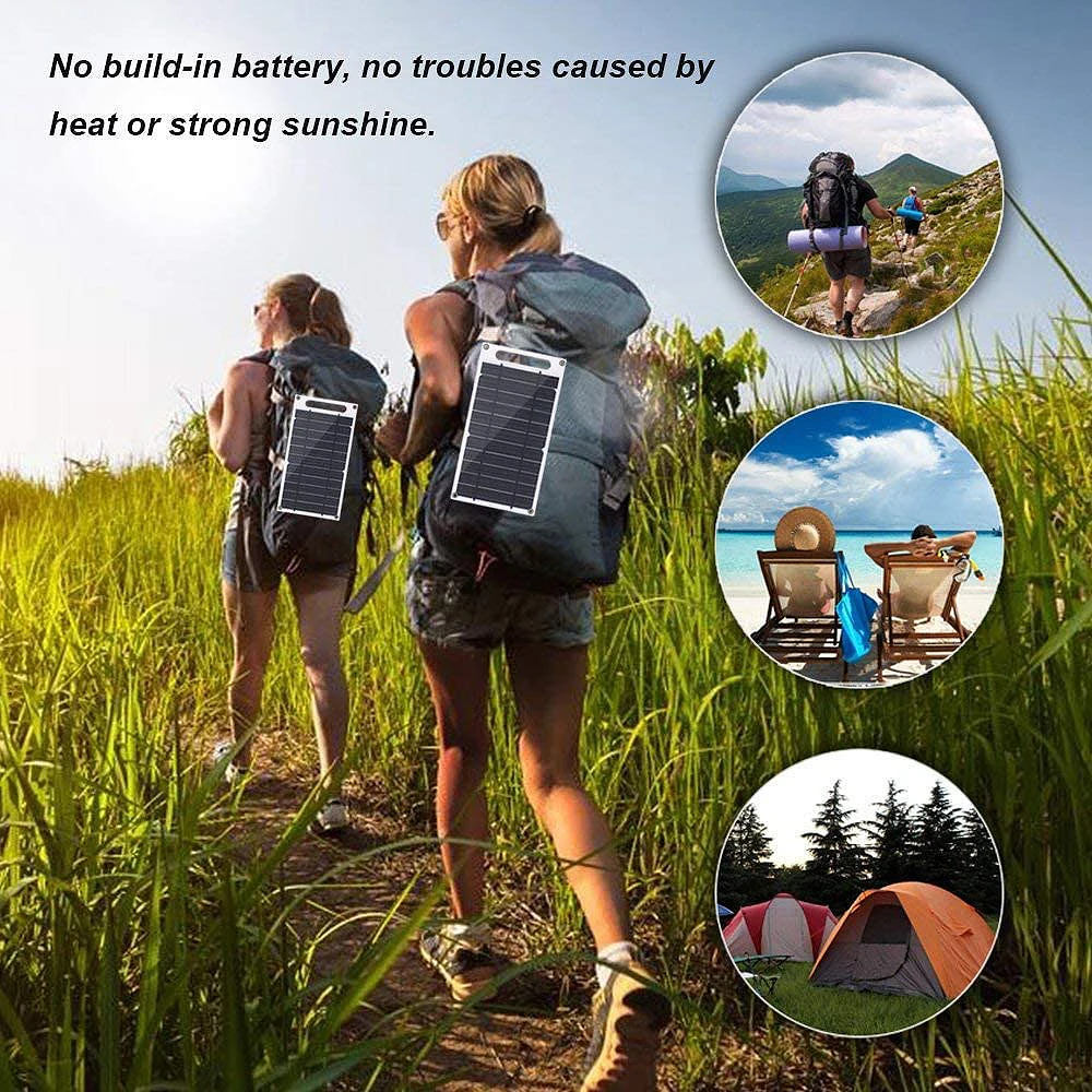 5V High Power USB Solar Panel Outdoor Waterproof Hike Camping Portable Cells Power Bank Battery Solar Charger for Mobile Phone
