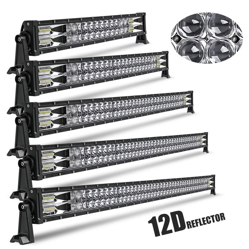 New 12D Tri Row Curved Led Offroad Light Bar, 32