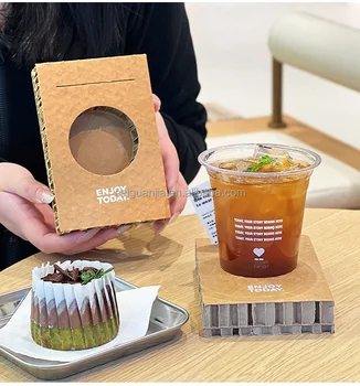 Commercial Disposable Plastic Cup with Cover Milk Tea Coffee Cup Transparent Thick Packaging Plastic Cup Custom