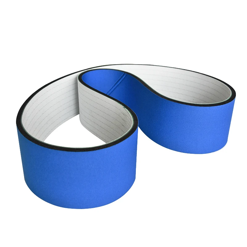 Customized PU Timing Belt for Labeling Machine Blue Fabric and Black Rubber Foaming Sponge Conveyor OEM Support