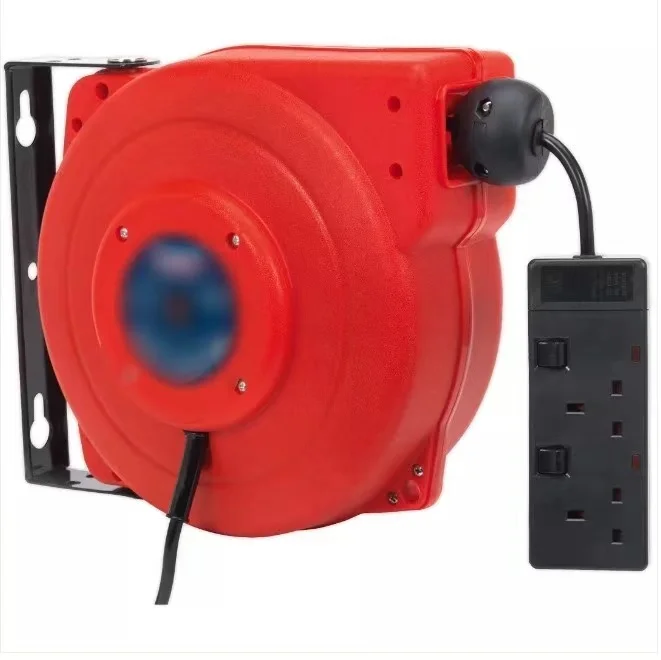 50ft /65ft Capacity Retractable Extension Cable Reel Wall / Ceiling Mount Spring Return Cable Reel Locking Free