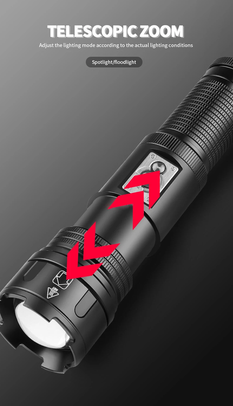 White Laser 2200lm Dimmable Tyep-C Charge Aluminium Alloy Flashlight Tactical Led Torch Light Long Range Camping Flashlight manufacture