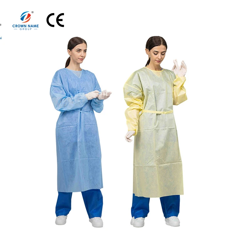 CE high sterile hospital waterproof aami level 2 4 PP PE CPE SMS reinforced disposable medical isolation clothes PPE gown