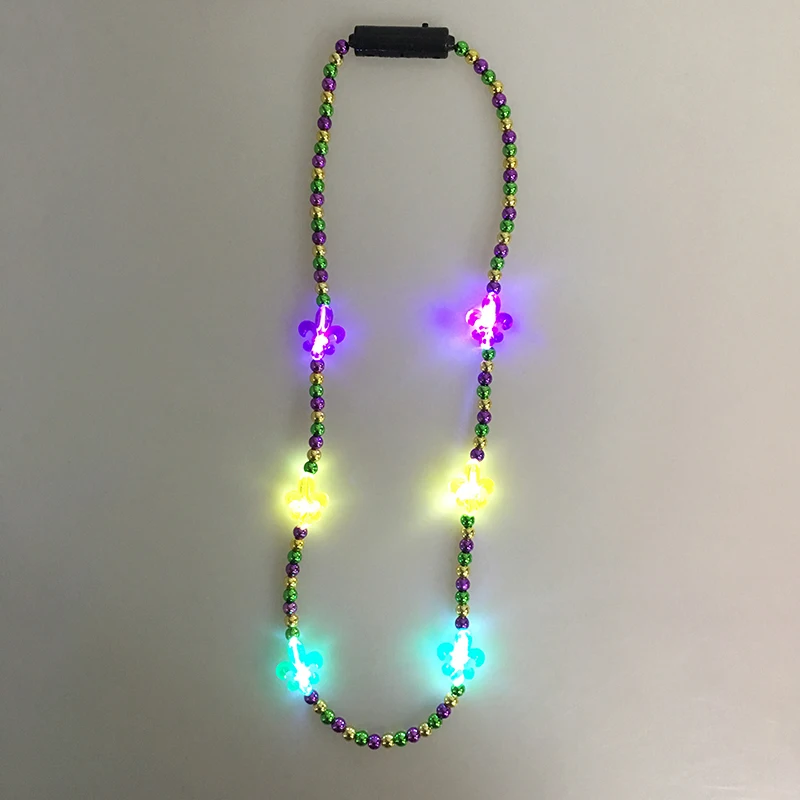 Wholesale Adult Party Wear Flashing Led Light Up Mardi Gras Beads Necklace For St Patricks Day 