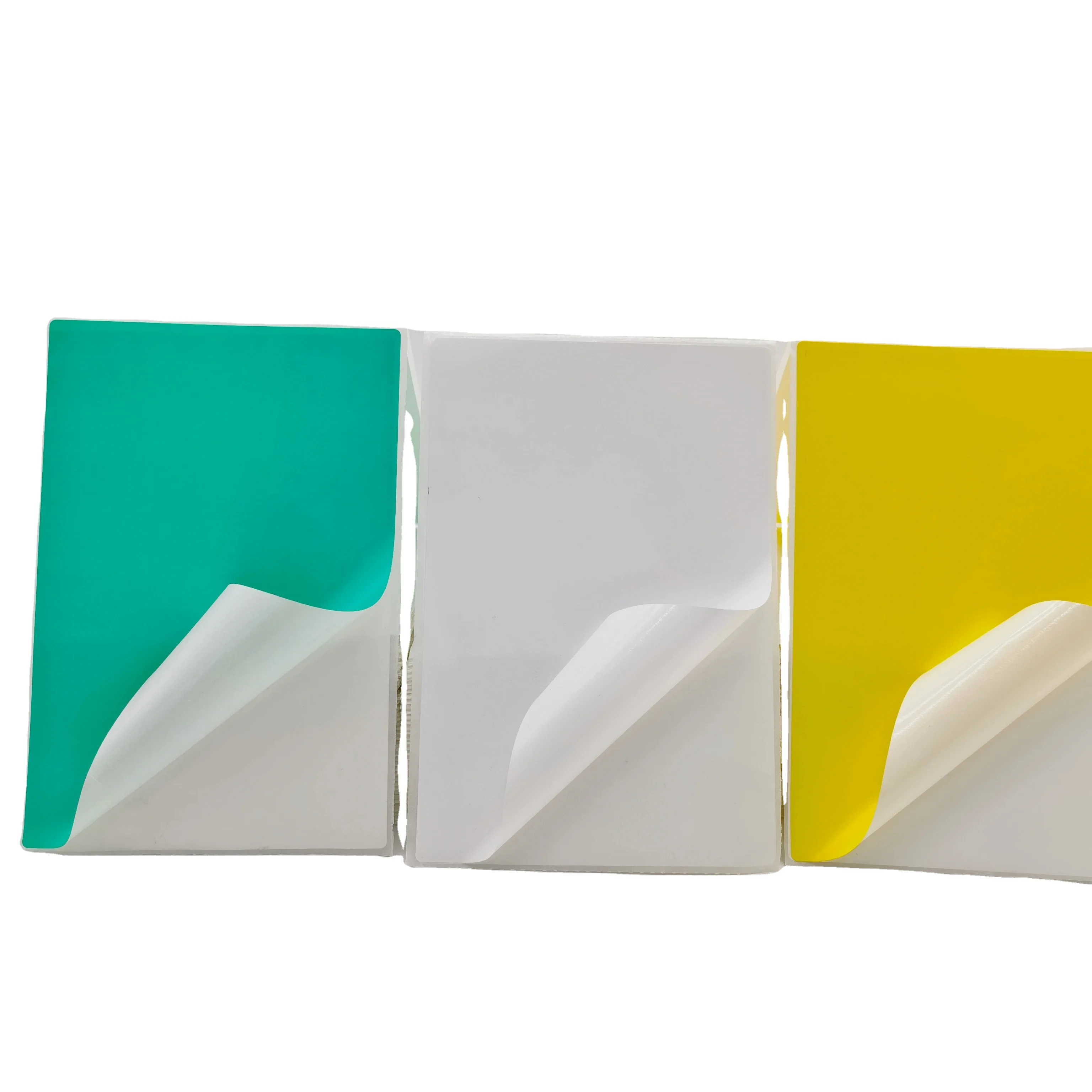 Custom 4x6 Size Green Adhesive Stickers 500pcs Fanfold Direct Thermal