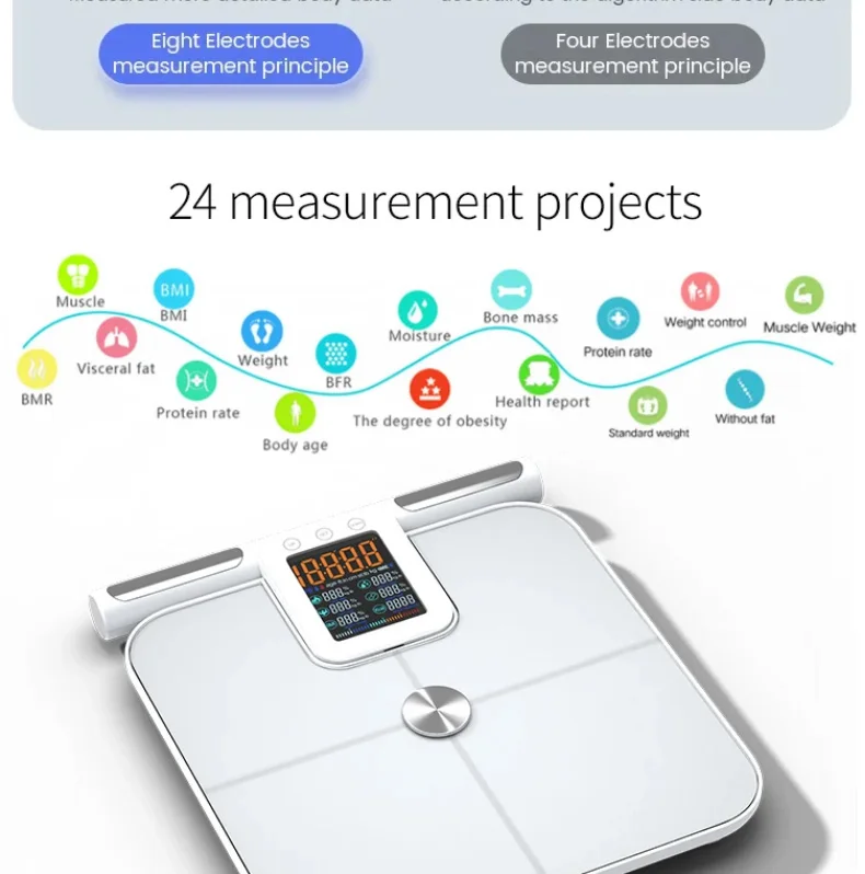 Factory Portable 8 Electrode body scale smart bathroom bmi Body fat Analyzer portable electronic digital weighting scale