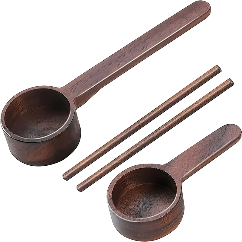 Factory Wholesale Dark Walnut Measuring Small Wooden Coffee Spoon With