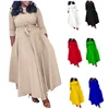 High Quality Autumn Winter Plus Size Dresses Women Casual 3 Quarter Sleeve O-neck Elegant African Church Dress for Women