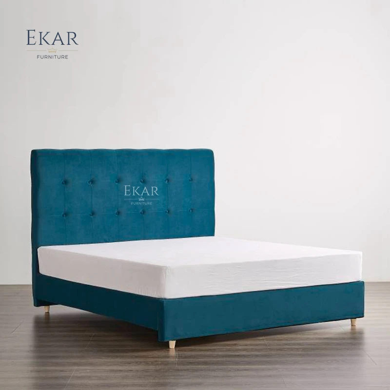 product new design ekar nappa leather and half leather waffle pattern bedroom bed-61