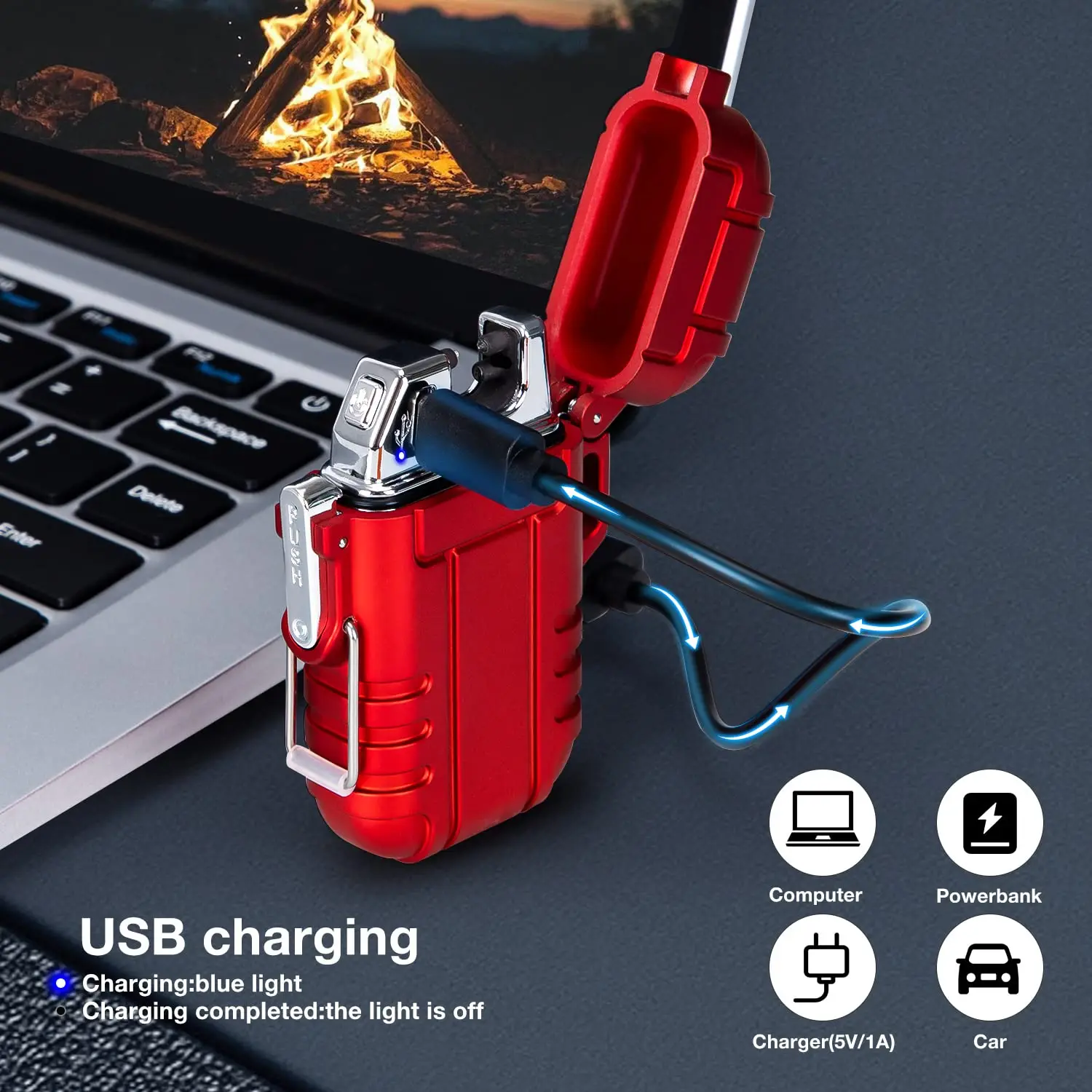 LiRiQi Elektrische aansteker, elektrisch, winddicht, USB