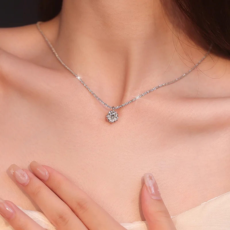 Luxury Silver Rope Chain Necklace with Zircon Pendant
