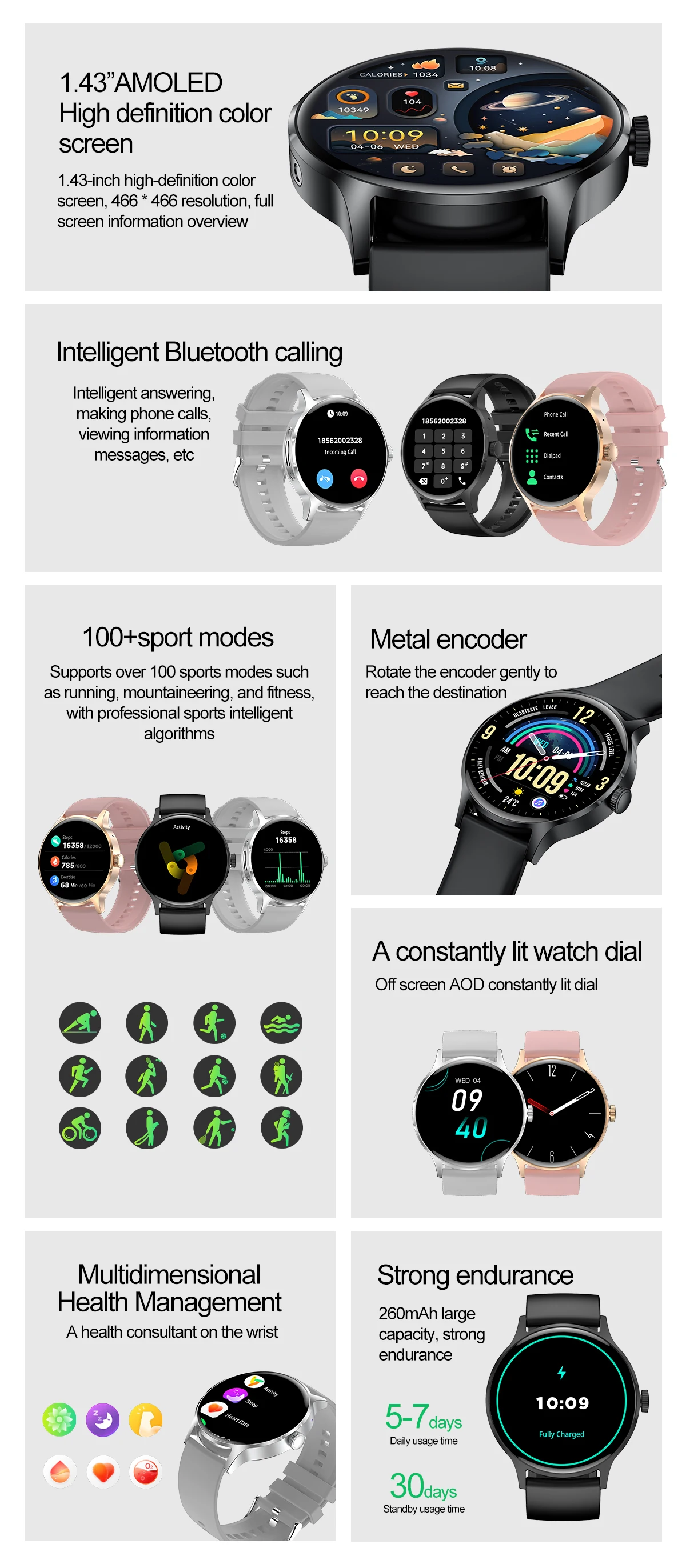 New Arrival HK30 AMOLED Screen Smart Watch Round Reloj Inteligente HD Call Health Smartwatch for Men and Women
