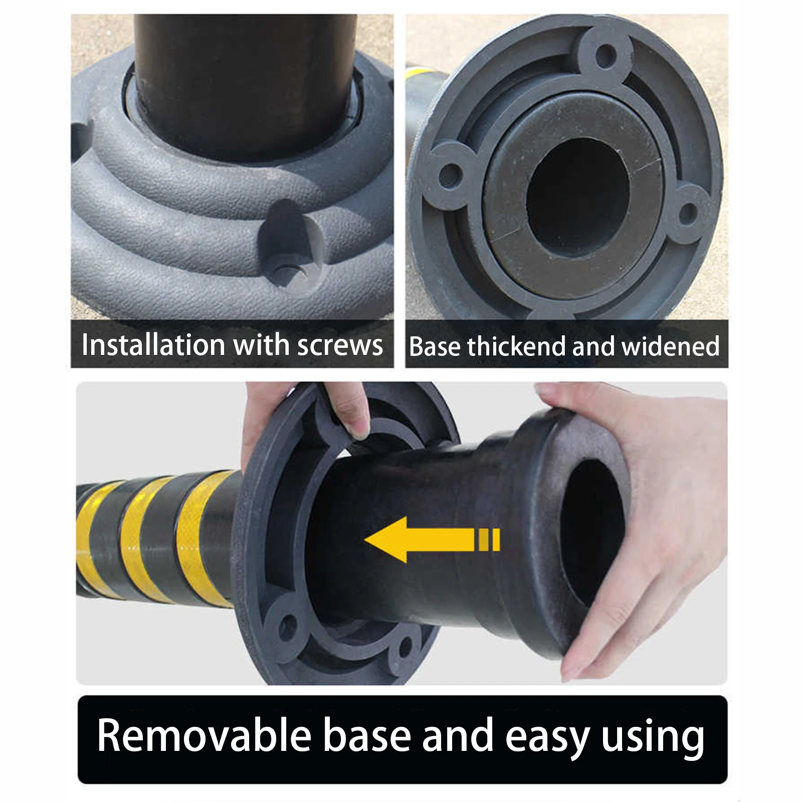 High Visibility Recycled Rubber Bollard Guard with Reflective Traffic Warning Features details