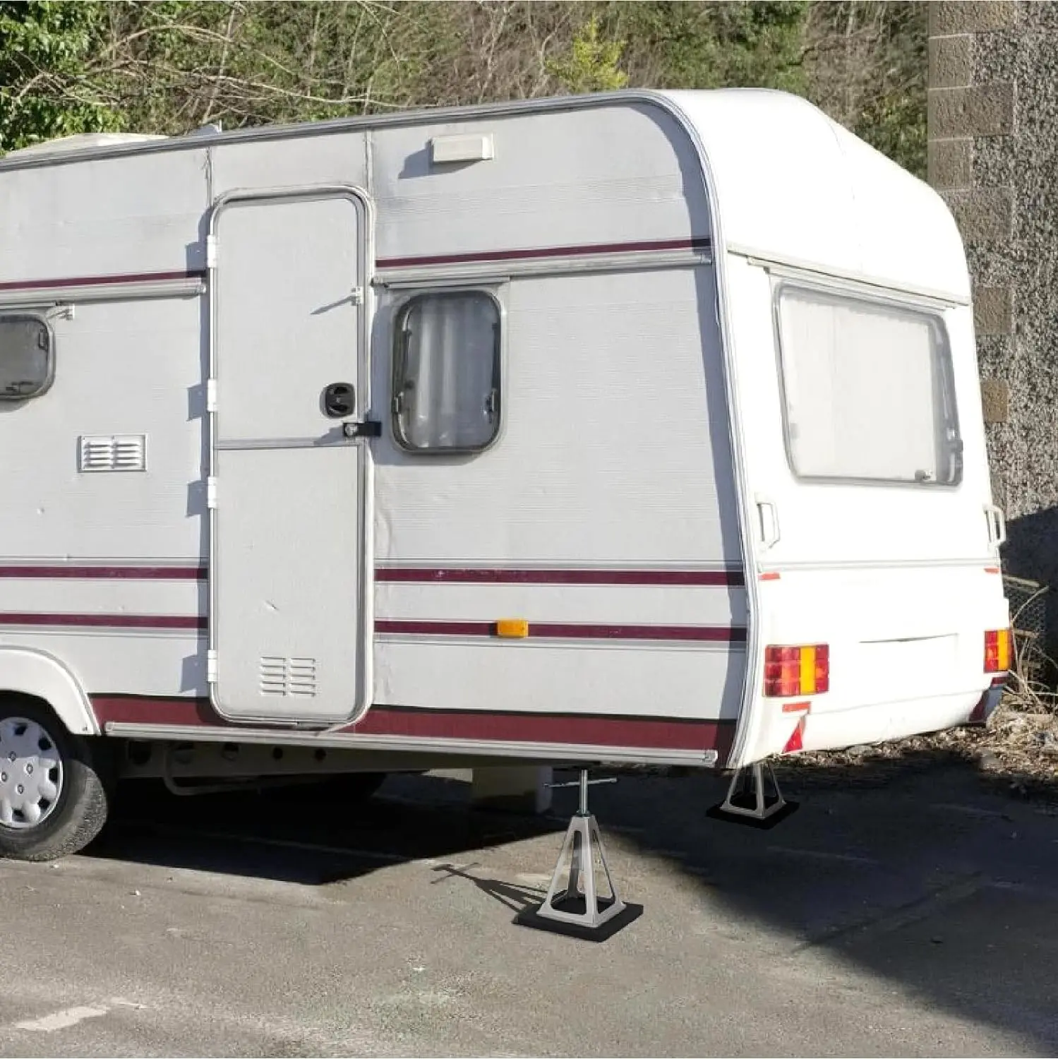 RV Stabilizer Jacks, Stack Jack Stands for RV Camper Travel Trailer, with Additional Screw Nuts and Cushion Rubber Mats