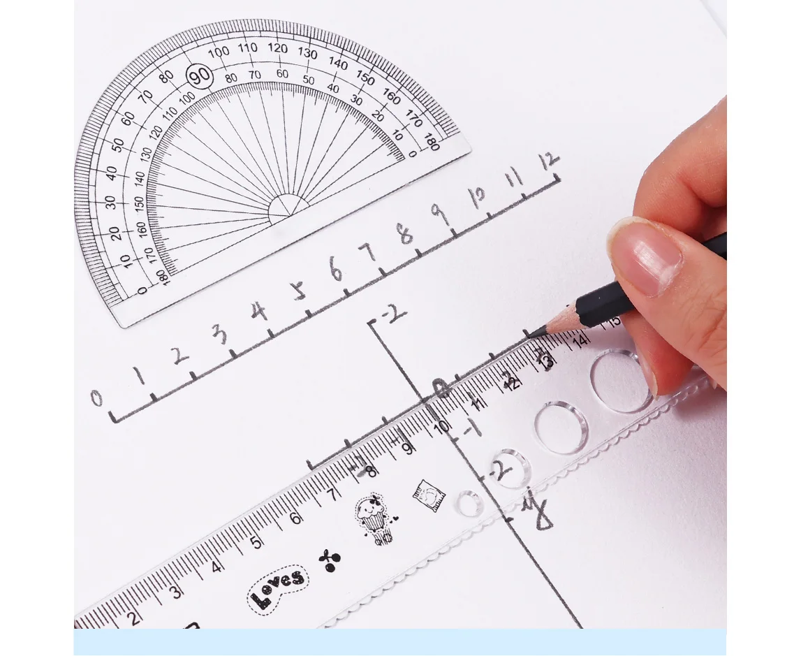 Foska 20cm ABS Translucent Plastic Scale Ruler Set