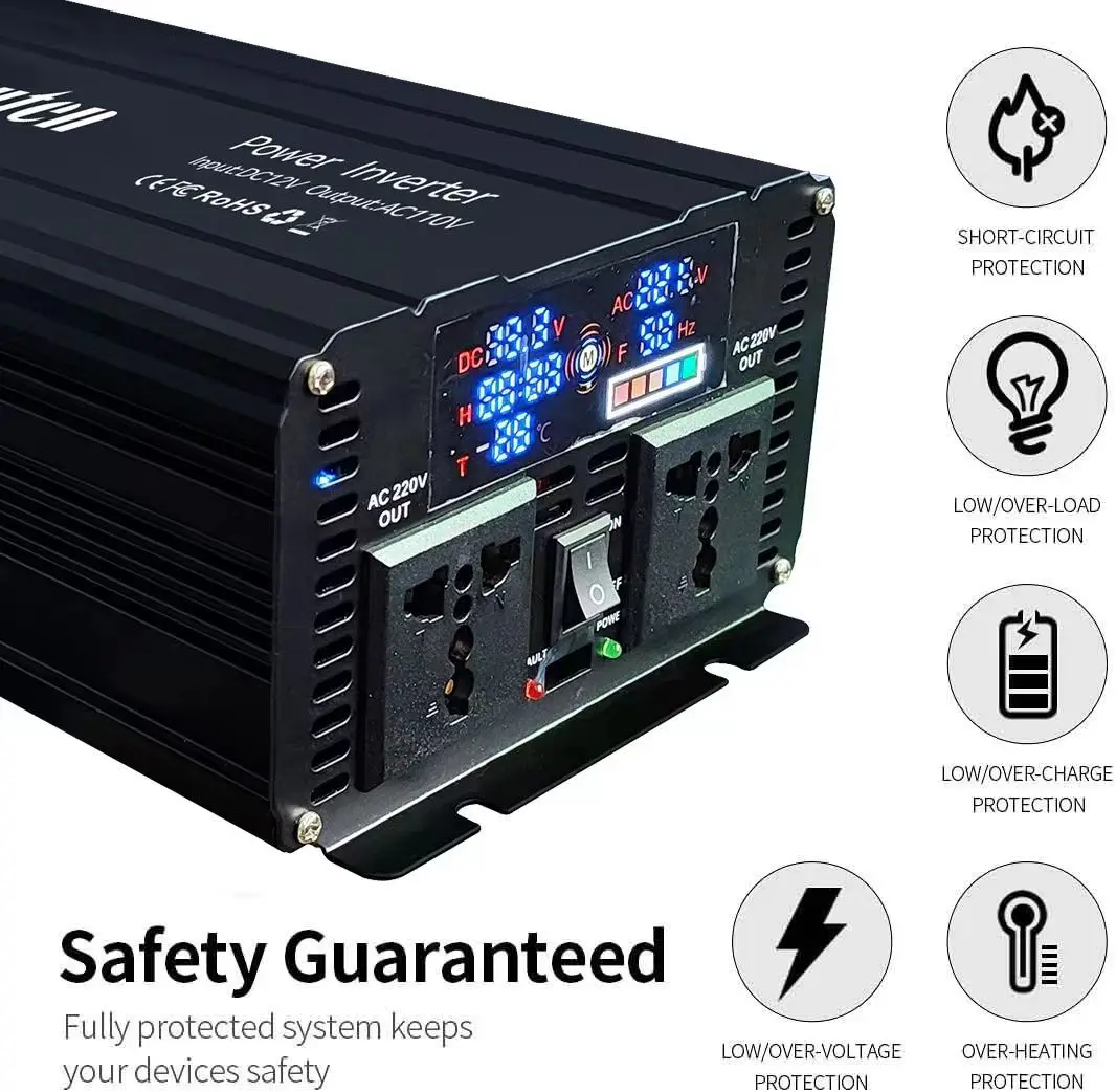 Oem Factory Dc 12v 24v To Ac 110v 220v Inversor Battery Inverter Car Power Inverter Pure Sine