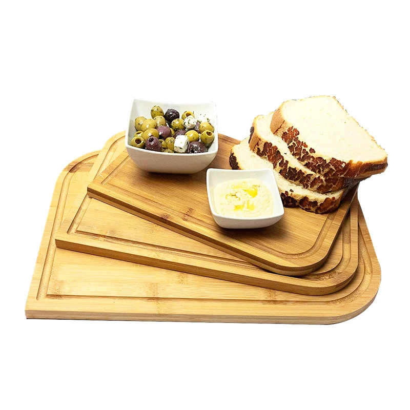 Heavy Duty Wooden Chopping board with Juice Groove 3-Piece Bamboo Cutting Boards Set for Kitchen