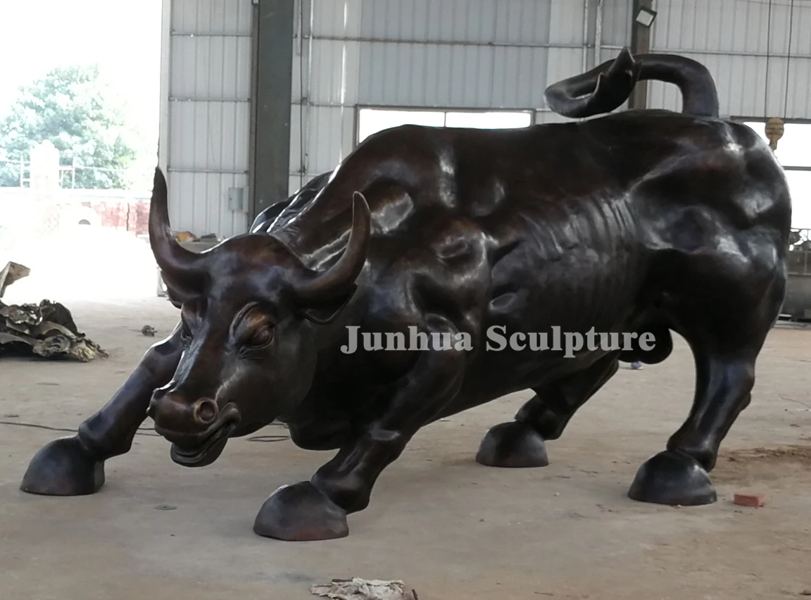 Outdoor Life Size Animal Wall Street Brass Bronze Bull Statue Sculpture