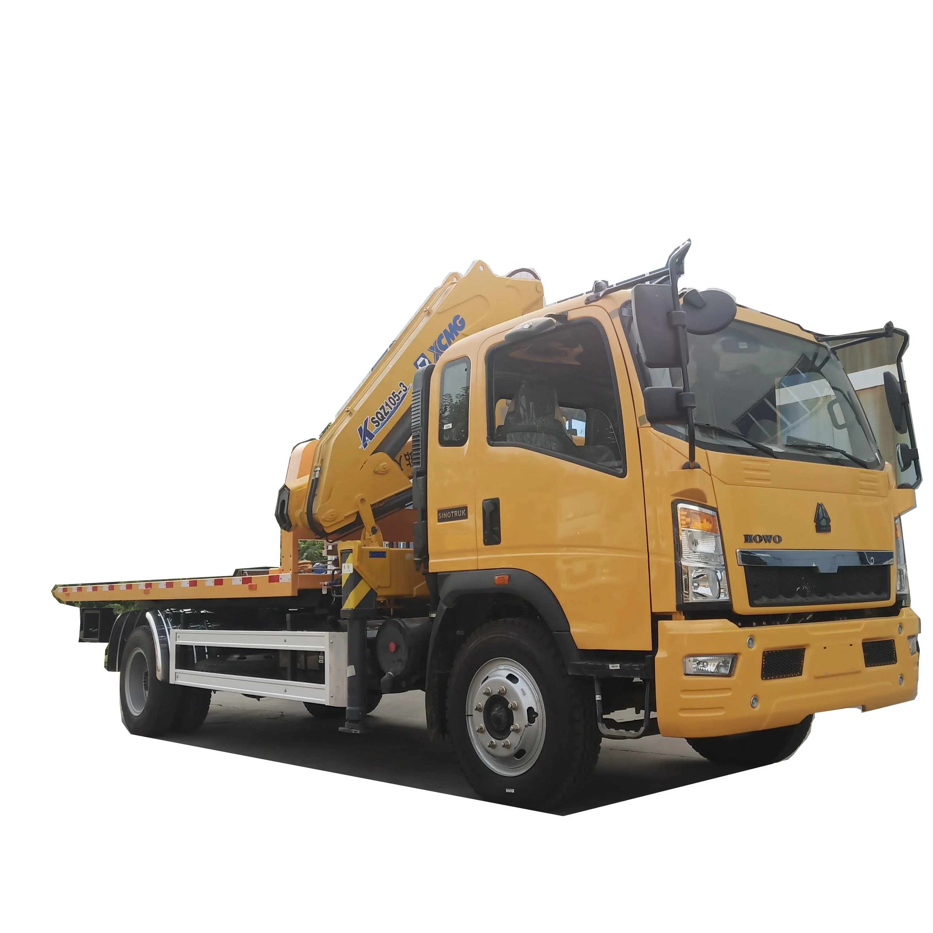 Howo 5tons Platform Wrecker Truck 4x2 Tow Truck Flat Bed with Crane