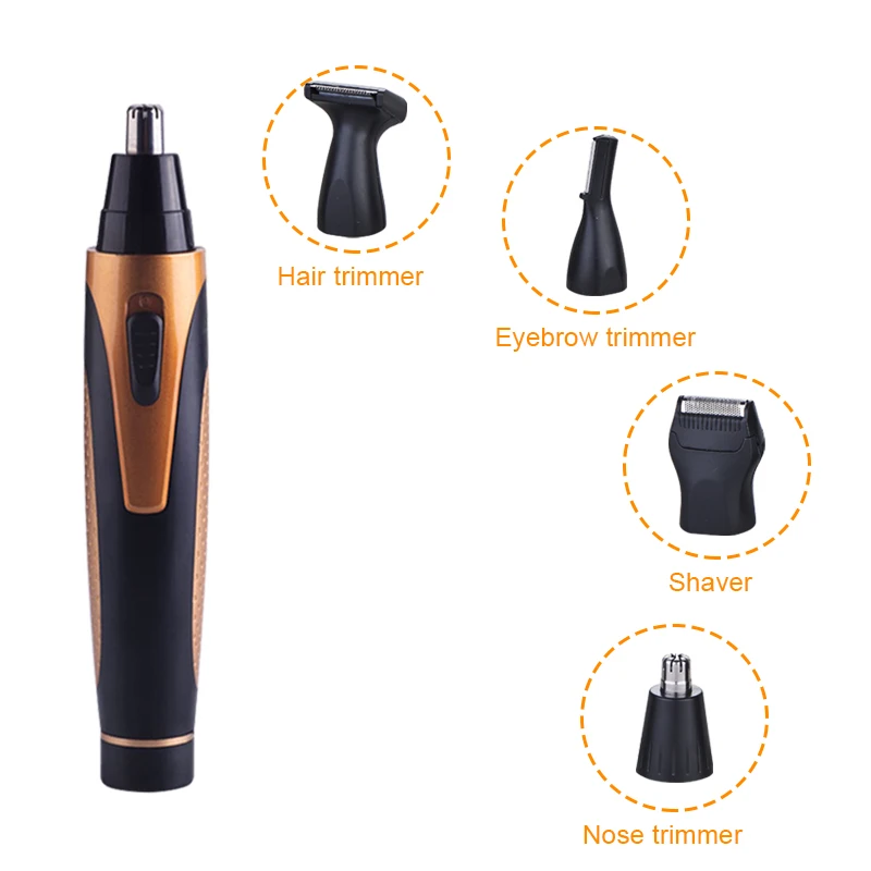 Электрический триммер для бровей 4 в 1 C & C, безболезненные машинки для удаления волос в носу, водостойкий триммер для волос в ушах и носу с батареей
