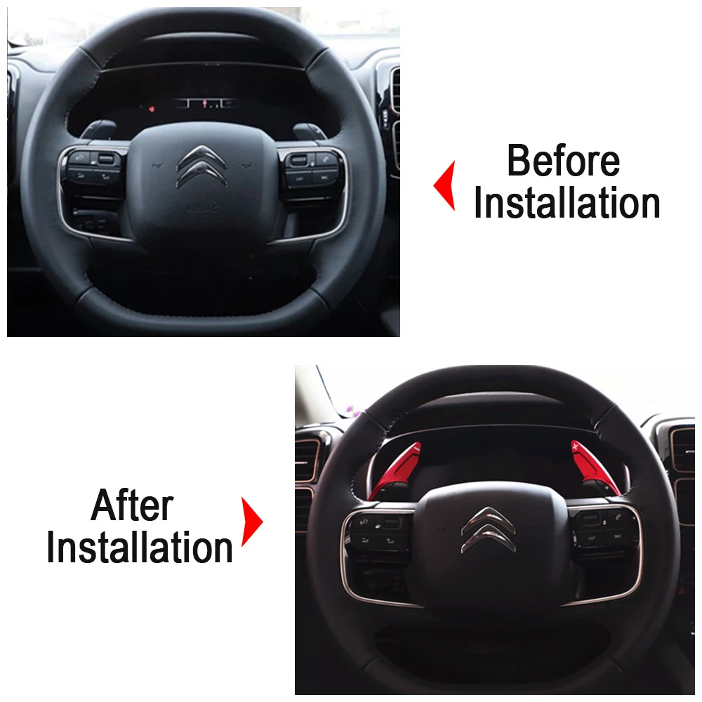 BORATO 2pcs Car Steering Wheel Paddle Shifter Gear Shift Shifter  Extension,for Citroen C5 Aircross C4 Grand Picasso Berlingo