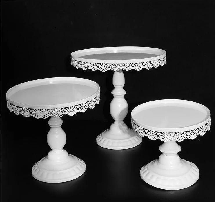 Silver Metal Cake Dessert Cake Stand With Crystal Beads Wedding Party