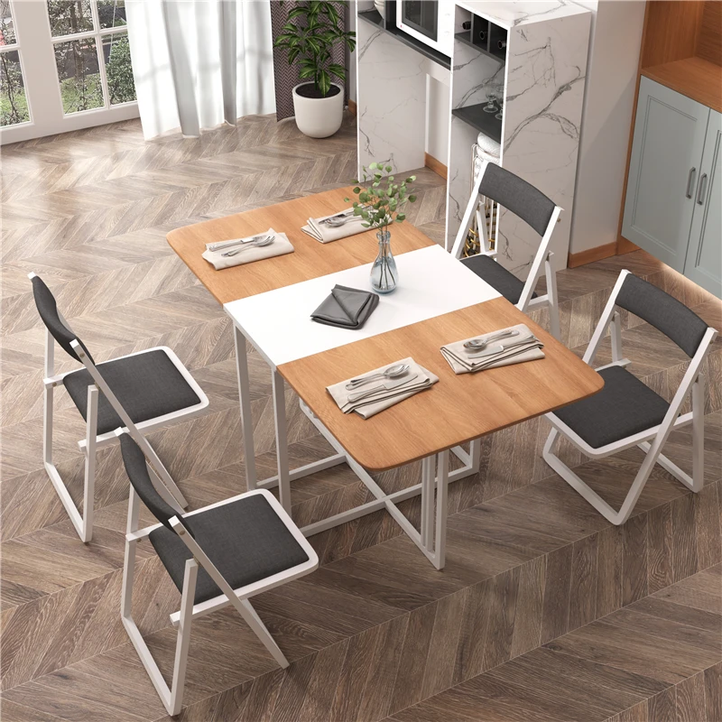 2021 modern wooden folding dinning table dining room furniture folding table and chair