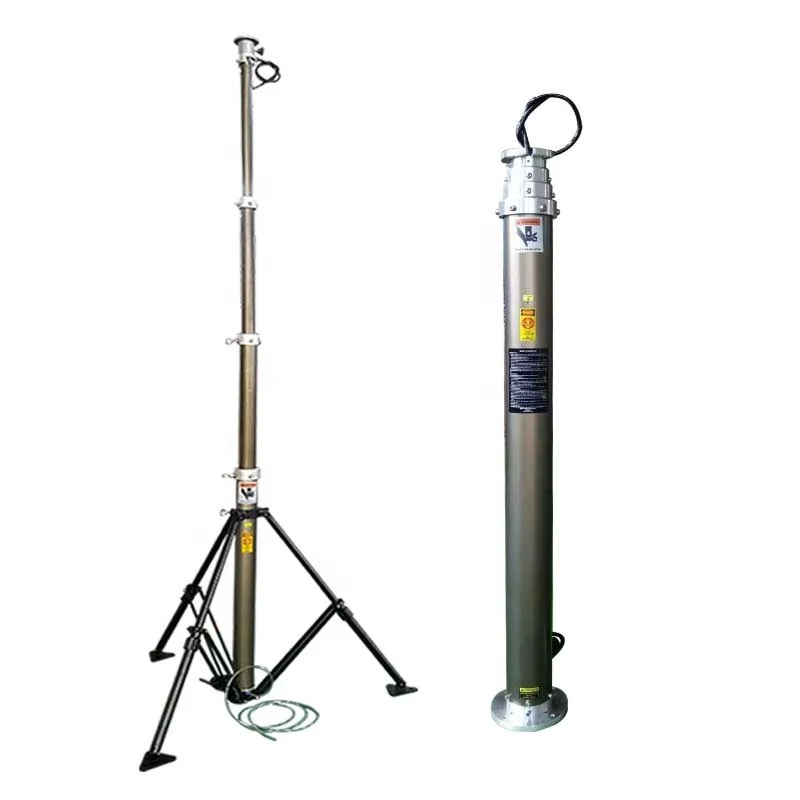 lightweight portable lifting pole 4m mobile pneumatic telescopic mast by air