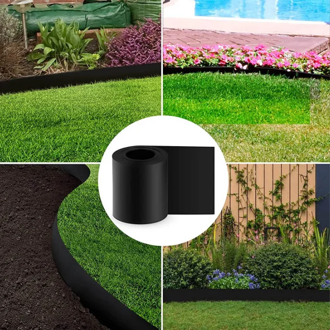 Terrace Board Landscape Coiled Edging Grass Barrier Bender Board Flower Bed Vegetable Garden Borders with 12 Stakes