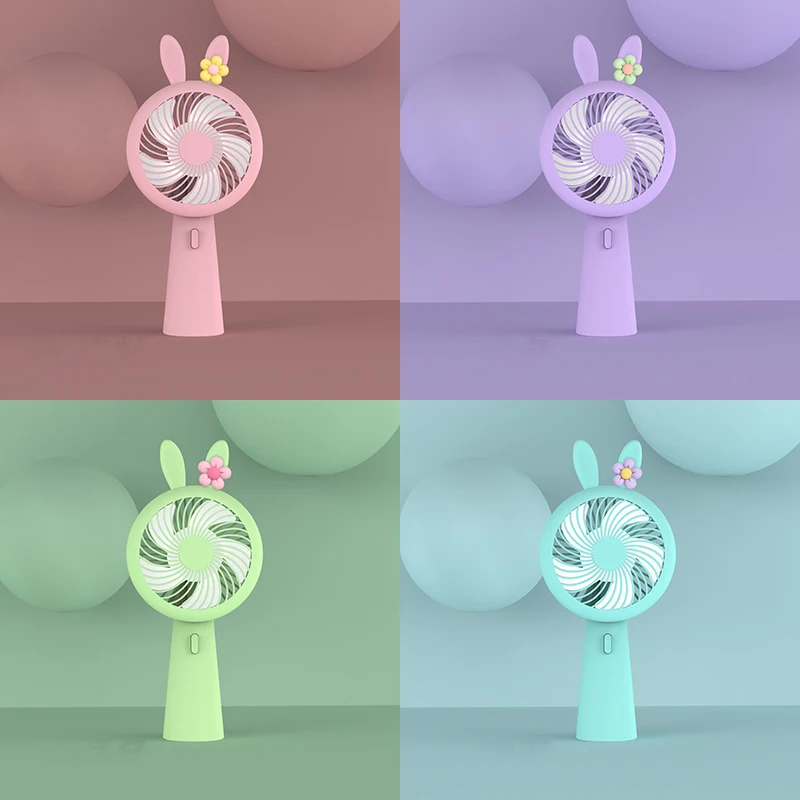 Hplive Mini Ventilateur Usb Lapin Avec Éclairage Manuel - 300 Mah - 2