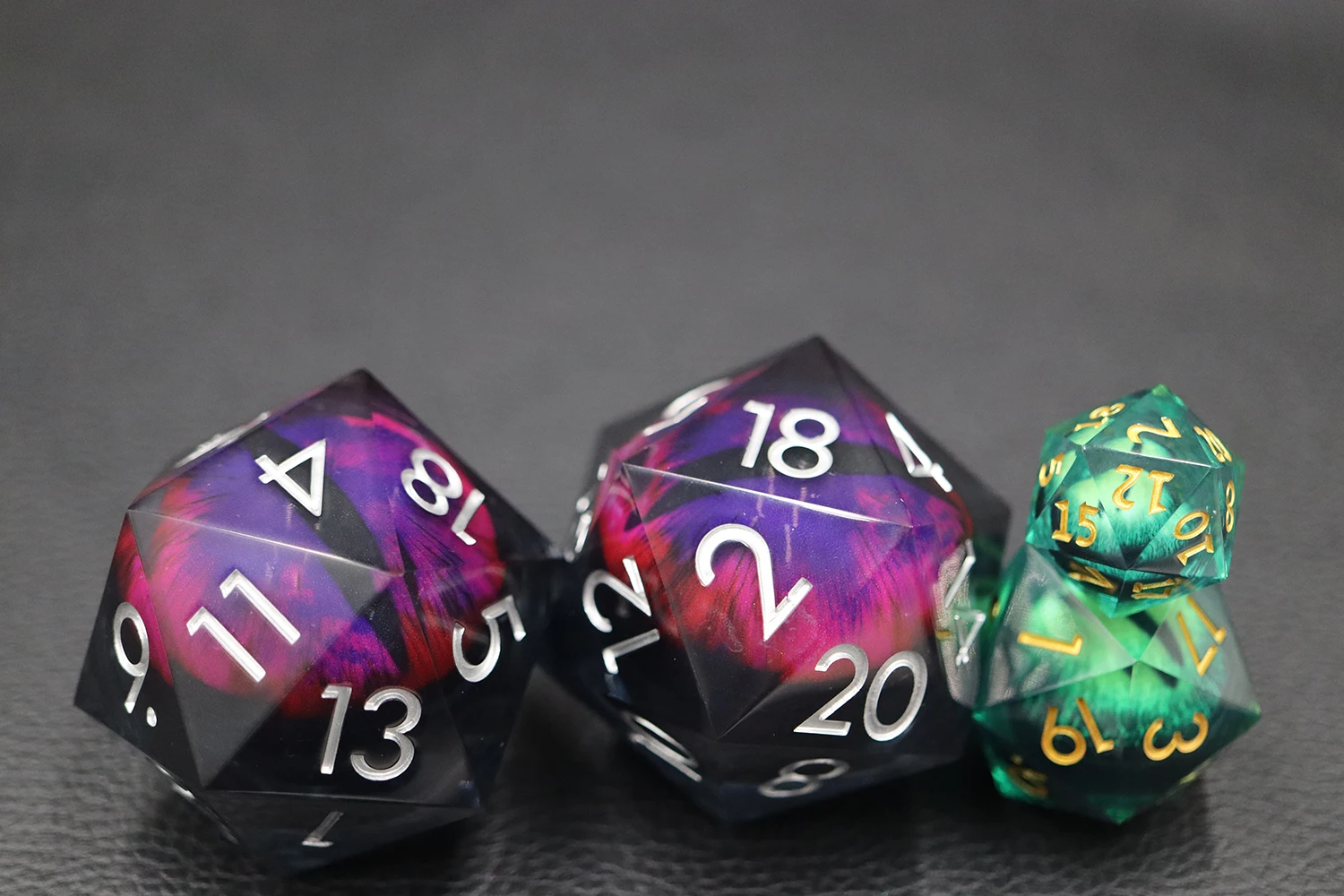 Purple Dragon Eye D20 Single RPG DND Jumbo 50mm Resin Dice with White Number details