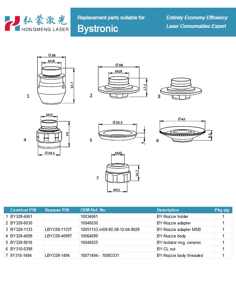 Bytronic BYSPRINT BYSTAR Fibre Parts Laser Nozzle Body Adaptor Cutting Machine with 3000W Power New Condition Model 10064099